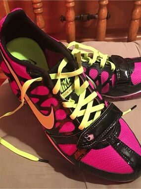 Nike Women’s Purple and Neon Yellow Track Cleats